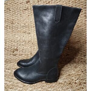 Born Shaunie Black Leather Knee High Tall Riding Boots Size 6 MMSRP$175 Biker